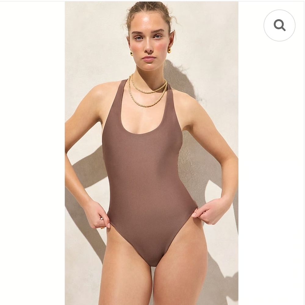 J. Crew Chocolate Brown Scoop Neck One-Piece Swimsuit Size 6